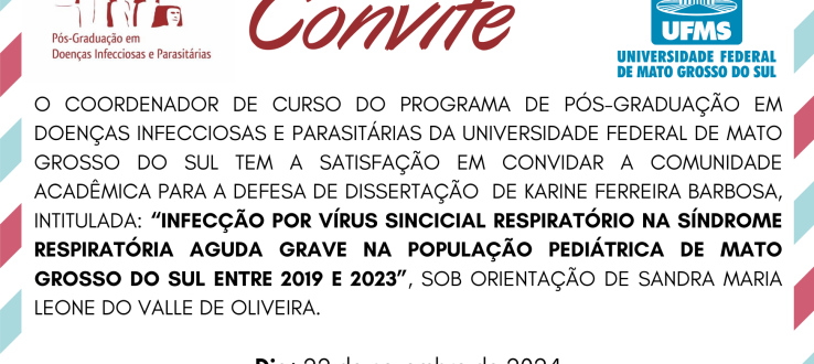 CONVITE: Defesa de Dissertação de KARINE FERREIRA BARBOSA (22/11)